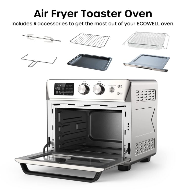 ECOWELL Air Fryer Toaster Oven Combo, 15-in-1 Airfryer Toaster Ovens Countertop, 26.4 QT Stainless Steel Air Fryers Convection Oven, for 360° Even & Healthy Cooking, Model: ECOKX01, Silver - Image 2