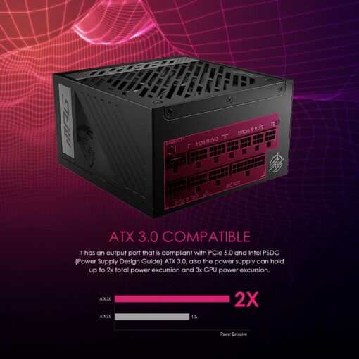 MSI MPG A1000G PCIE 5 & ATX 3.0 Gaming Power Supply - Full Modular - 80 Plus Gold Certified 1000W - 100% Japanese 105°C Capacitors - Compact Size - ATX PSU (Renewed) - Image 8
