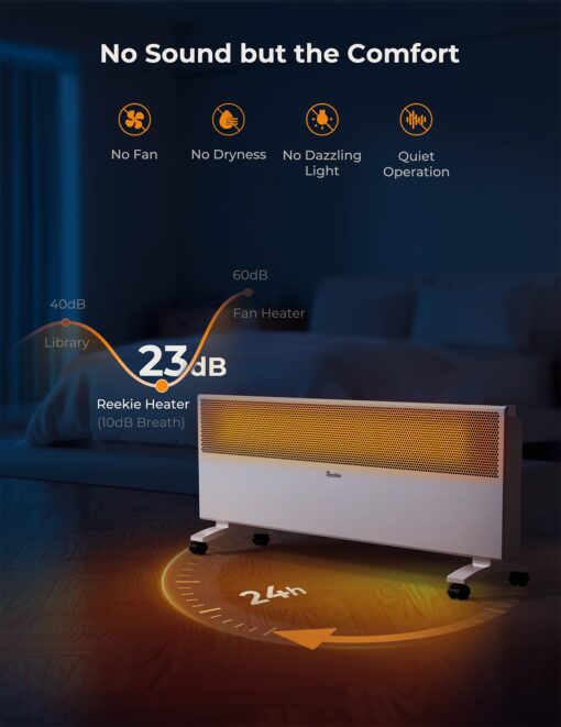 Reekie Convection Panel Space Heater for Indoor Use, 1500W Electric Mica Infrared Heater with Smart Thermostat, Wifi App Remote Control, Portable Standing Wall Mount Heater for Bedroom Work with Alexa - Image 4