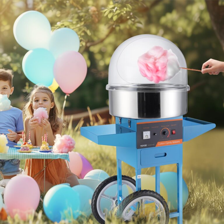 VEVOR Electric Cotton Candy Machine Cart with Cover, 1000W Commercial Floss Maker w/Stainless Steel Bowl, Sugar Scoop and Drawer, Perfect for Home, Carnival, Kids Birthday, Family Party, Blue - Image 3