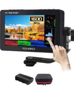 FEELWORLD F5 Pro X 5.5 Inch 1600nits Daylight Visible DSLR Camera Field 4K Monitor with 3D LUT HDMI Touchscreen Monitor Video Monitor 4K-HDMI DC Input Output Include Battery+Carry Case Bundle