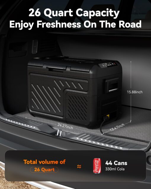 WOLFBOX 12V Portable Refrigerator, 26 Quart Car Fridge, RV Car Refrigerator with 12/24V DC 100/240V AC, Electric Cooler for Car, Camping, Travel and Home Use, APP Control - Image 7