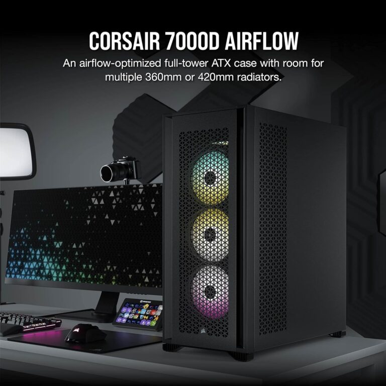 CORSAIR 7000D AIRFLOW Full-Tower ATX PC Case – High-Airflow Front Panel – Spacious Interior – Easy Cable Management – 3x 140mm AirGuide Fans with PWM Repeater Included – Black - Image 11