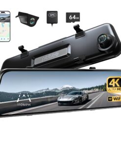 Pelsee P12 Pro Max 4K+2.5K Rear View Mirror Camera, 12" Mirror Dash Cam with 5G WiFi, Dash Cam Front and Rear with Starvis Night Vision, Smart Driving System ADAS, Included 64GB Card, Voice Control