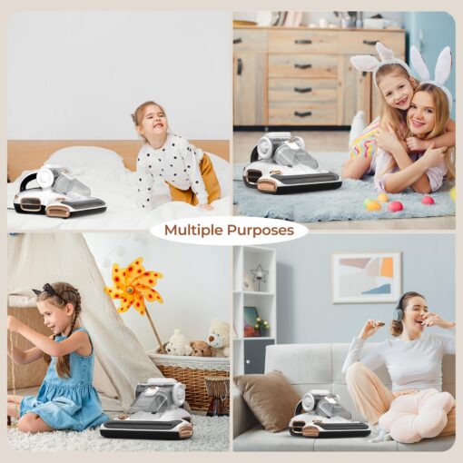 JIGOO Mattress Vacuum Cleaner with UV-C Light, 15Kpa Suction 700W Powerful Double-Cup Handheld Vacuums, Bed Cleaner with Smart Dust Sensor, Ultrasonic, Heating Tech, HEPA Filter, T600, White - Image 2