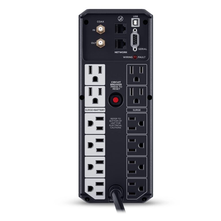 CyberPower CP1350AVRLCD3 Intelligent LCD UPS System, 1350VA/815W, 12 Outlets, 2 USB Ports, AVR, Mini Tower, Black - Image 6
