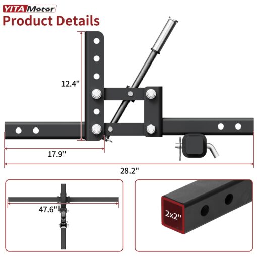 YITAMOTOR ATV/UTV Manual Implement Lift 1-Point Lift System Fits 2 Inch Receiver, 50 Inches Width - Image 7