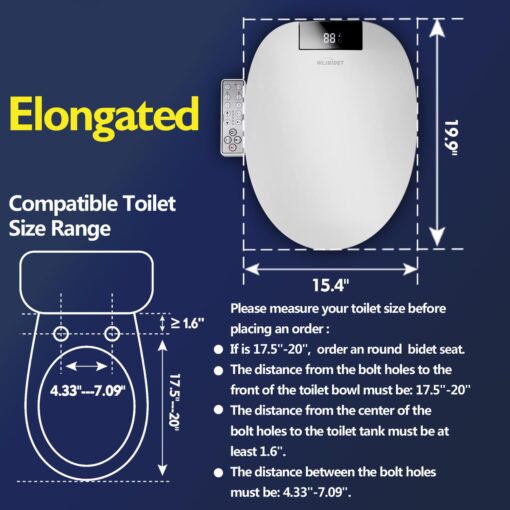 WLJBIDET Upgrade Bidet Toilet Seat Elongated, Rear and Feminine Wash, Unlimited Warm Water, Heated Seat, Warm Air Drying, Soft Close Lid, Sense Seat, Smart Bidet Seat Elongated Requires Electricity - Image 3