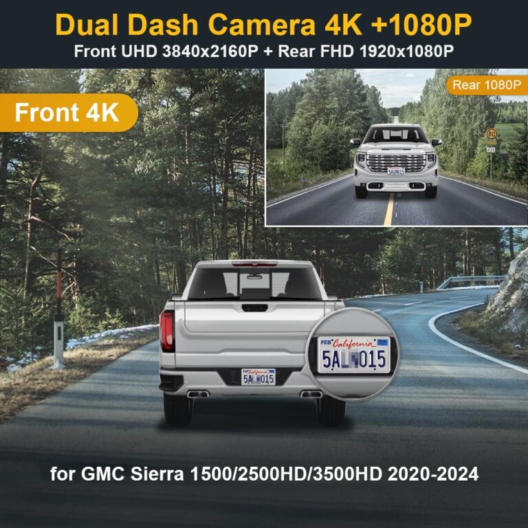 Fitcamx 4K Dual Dash Cam for 2020-2024 GMC Sierra 1500 2500HD 3500HD has Auto-Dimming (HD2-4925), OEM Look, Front 2160P+Rear 1080P Video, Loop Recording, WiFi&APP, G-Sensor, Easy to Use, 128GB Card - Image 6