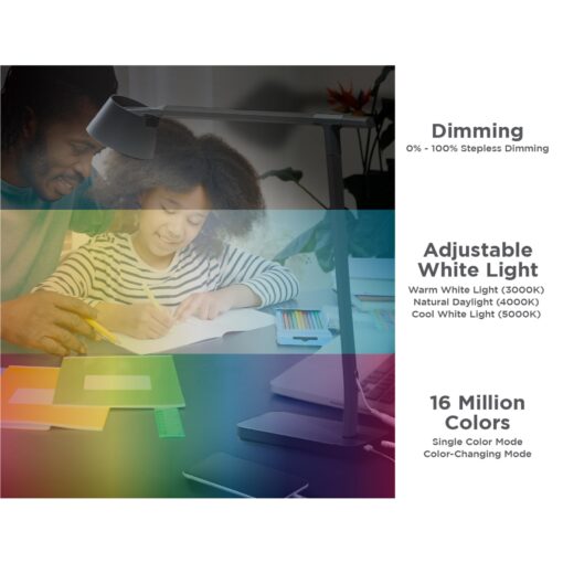 BLACK+DECKER Bostitch Verve Designer Smart Desk Lamp, Compatible with Alexa, Auto-Circadian Mode, True White LED + Color Ambiance, Qi Wireless Charger, Black, Certified for Humans - Image 4