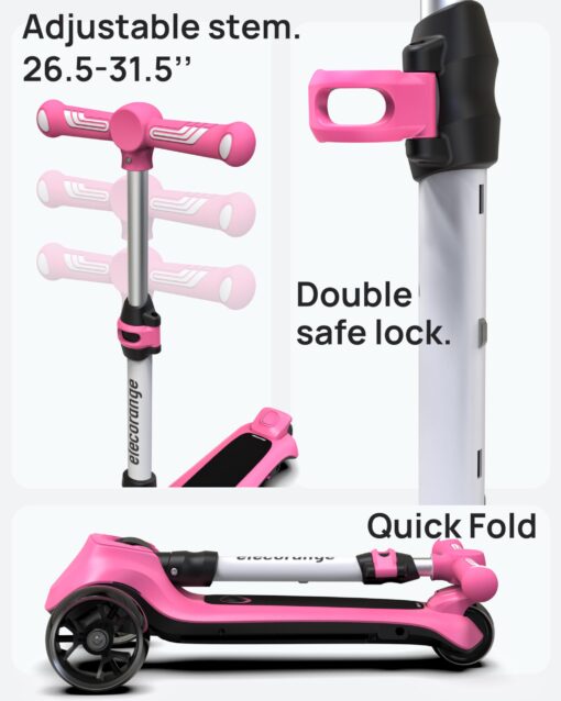 Elecorange T200 Electirc Scooter for Kids, Light Up Scooter with Big LED Wheels, Flashing Deck, Adjustable Heights, 3 Wheeled Scooter, Balance Training Scooter for Kids 3-7, 4-6, 3+, Blue - Image 5