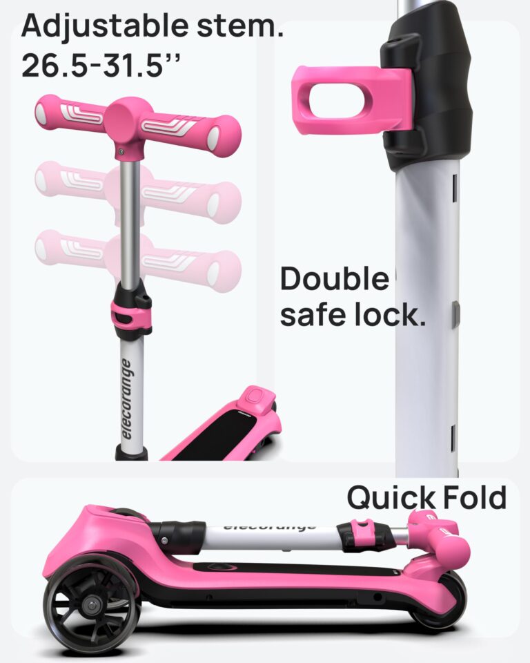 Elecorange T200 Electirc Scooter for Kids, Light Up Scooter with Big LED Wheels, Flashing Deck, Adjustable Heights, 3 Wheeled Scooter, Balance Training Scooter for Kids 3-7, 4-6, 3+, Blue - Image 5