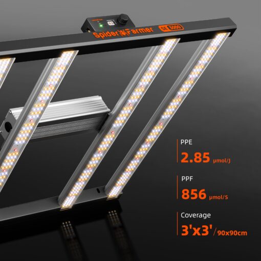 Spider Farmer SE3000 LED Grow Lights 300W, Samsung LM301H EVO Diodes, 2025 Upgraded Remote App Control, 3x3ft Coverage Bar Style Grow Light, Full Spectrum Dimmable Grow Lamp for Indoor Plants - Image 3