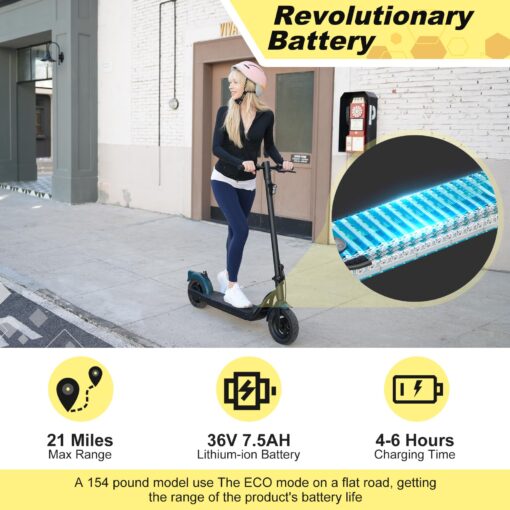 Electric Scooter for Adults - Foldable, 500W Motor, 19 MPH Top Speed, 21 Miles Range, 10" Pneumatic Tires, Dual Brakes, IPX4 Waterproof, UL2272 Certified, App-Controlled E-Scooter - Image 6