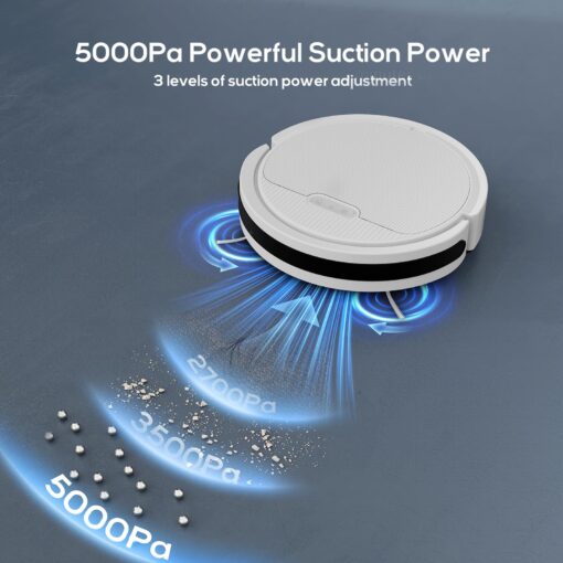 Pureatic Robot Vacuum, Mopping Robot, Powerful 5000Pa, WiFi/Alexa/App/Remote Control, Quiet, Robotic Vacuum Cleaner with Self-Charging, Anti-Collision and Fall, for Pet Hair, Hard Floor, Carpet - Image 7