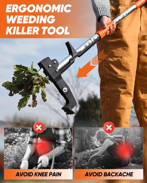 Saker Weed Puller Tool Stand Up Garden Tool with Long Handle & Stainless Steel Claws + 22V Cordless Electric Garden Tiller, 9-Inch Tilling Width, 6.3-Inch Depth, 2 Batteries & Charger Included - Image 7