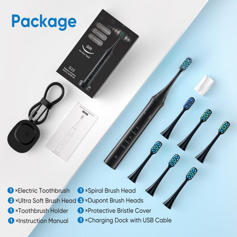 bluelk Electric Toothbrush for Adults and Kids- Sonic Toothbrush with 6 Brush Heads in 3 Types, Rechargeable with 5 Modes and Built-in Smart Timer, Hsa Store Eligible Items - Image 2