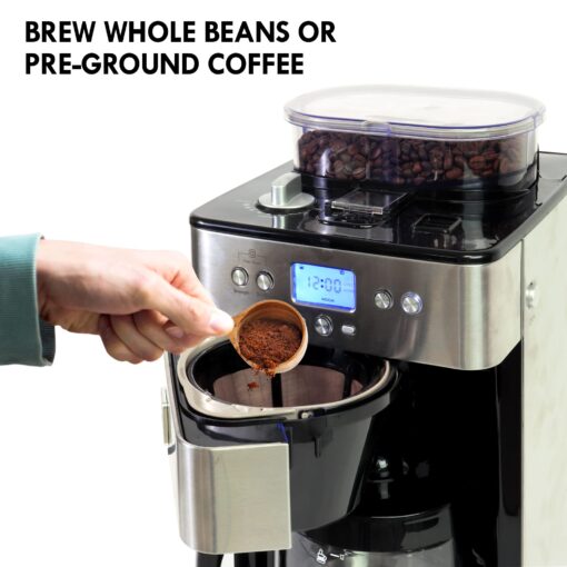 Kenmore Elite Grind And Brew Coffee Maker - Burr Grinding Ground Coffee Bean Hopper With Drip Pot, 12 Cup Programmable Automatic Brew Coffee Machine For Barista Style Cafetera, Use For Kitchen & Café - Image 3