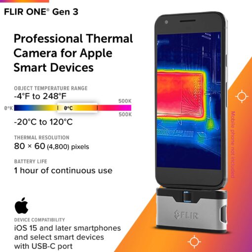 FLIR ONE Gen 3 - Thermal Imaging Camera for iOS Smartphones (iPhone w/USB-C Only, iPhone 15 and Newer) - Image 7