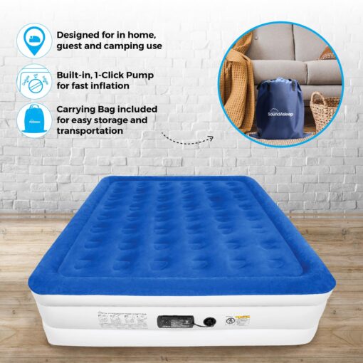 SoundAsleep Dream Series Luxury Air Mattress with ComfortCoil Technology & Built-in High Capacity Pump for Home & Camping- Double Height, Adjustable, Inflatable Blow Up, Portable - King Size - Image 3