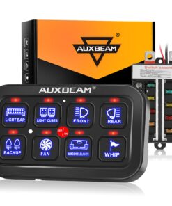 Auxbeam 8 Gang Switch Panel BB80 Universal Circuit Control Relay System Automatic Dimmable LED Switch Control Panel Switch Pod Touch Switch Box for Car Truck Offroad ATV SUV - Blue, 2 Years Warranty