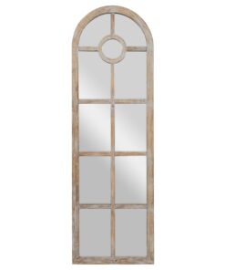 Deco 79 Wood Room Wall Mirror Arched Window Pane Entryway Mirror, Wall Mounted Mirror 23" x 1" x 72", Brown