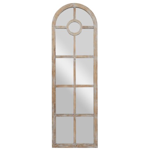 Deco 79 Wood Room Wall Mirror Arched Window Pane Entryway Mirror, Wall Mounted Mirror 23" x 1" x 72", Brown