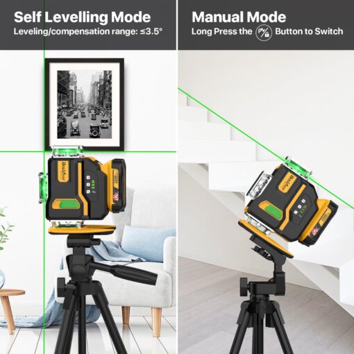 Laser Level 360 Self Leveling,DEGLASERS 4x360 Green Laser Level with 12V Rechargeable Battery(40 Hrs),Remote Control, Magnetic Rotating Stand,Hard Carry Case for Construction - Image 6
