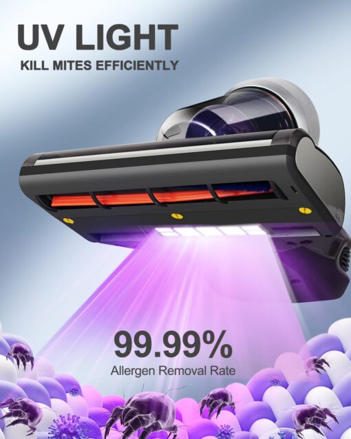 Jimmy Mattress Vacuum Cleaner, Anti-allergen Bed Vacuum Cleaner with UV-C Light & High Heating Tech, 14Kpa Suction 480W Powerful Handheld Vacuums for Dust & Pet Hair(JV35, Corded) - Image 6