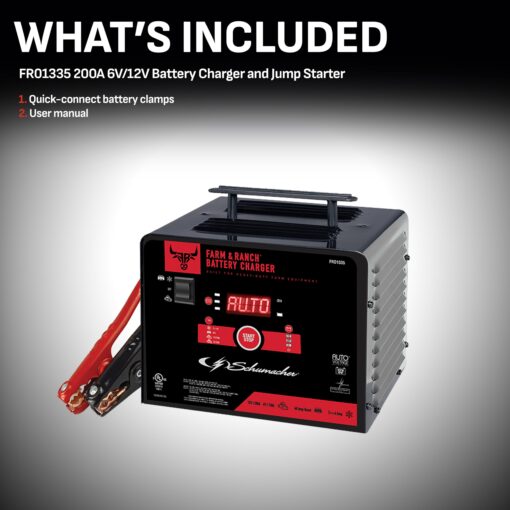 Schumacher Electric Farm and Ranch Battery Charger and Engine Starter, FR01335, 4-in-1, Fully Automatic, 200A/150A Engine Start, 40/20 Amp Boost Mode, 6V/12V, for Automotive & Marine Batteries - Image 5