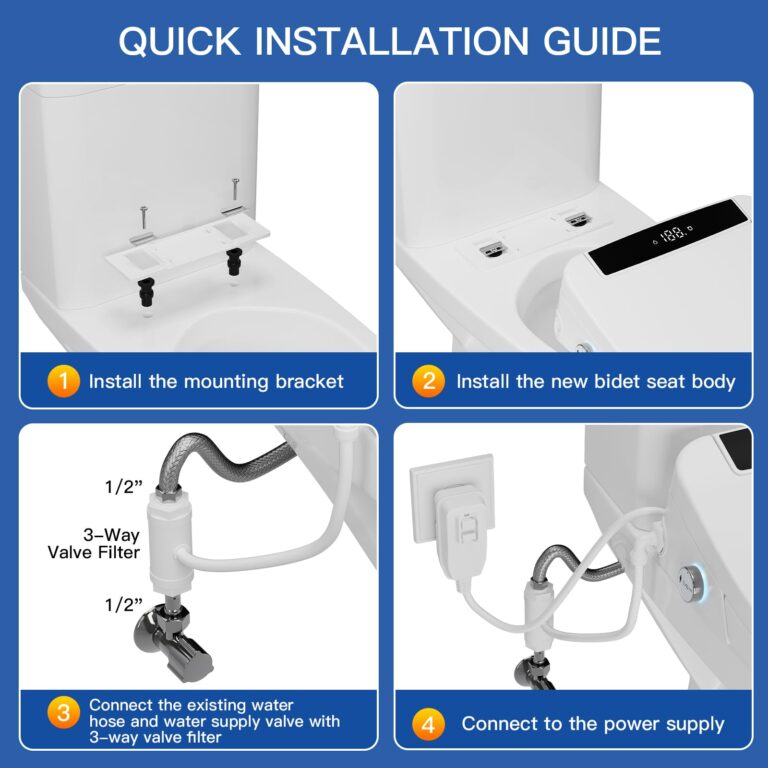 HAWKROWN Bidet Toilet Seat, Heated Toilet Seat Round Shape, Electric Bidet with Warm Water and Dryer, 3 Cleaning Mode, Self-Clean Stainless Steel Nozzle, LED Display, Night Light, Slow Close Lid - Image 9