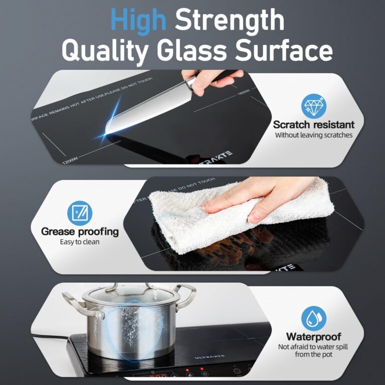Double Induction Cooktop, ULTRAKTE Portable Dual Countertop Burner with Sensor Touch, 1800W Induction Cooktop 2 Burner, Electric Countertop Cooker with 10 Temp & Power Levels, 8-Hour Timer,Safety Lock - Image 6