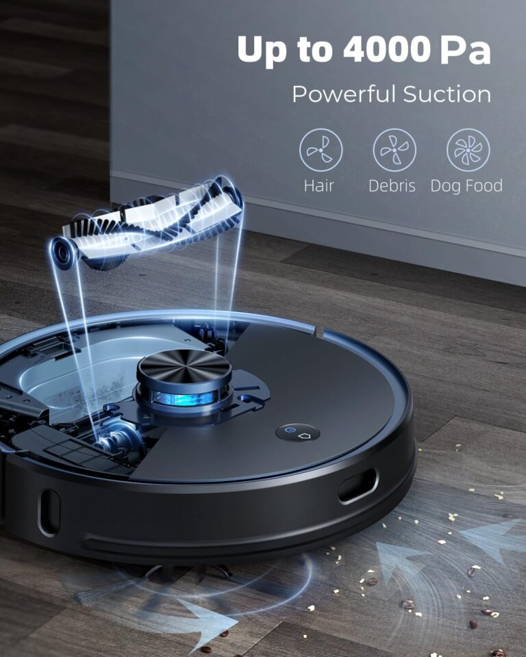 Laresar Robot Vacuum and Mop Combo, 3 in 1 Robotic Vacuum with 3.5L Self Emptying Station, Equipped with Lidar Navigation,Smart App Control, for Pet Hair/Floors/Carpets, L6 Pro, Black - Image 9