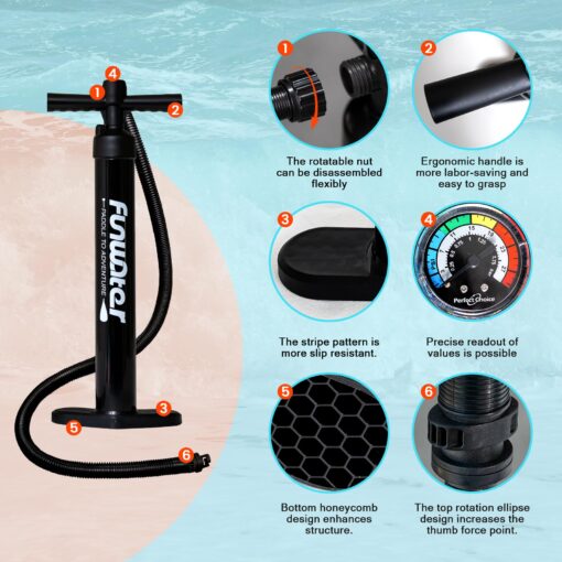 FunWater Inflatable 10'6×33"×6" Ultra-Light (17.6lbs) SUP for All Skill Levels Everything Included with Stand Up Paddle Board, Adj Floating Paddles, Pump, ISUP Travel Backpack, Leash,Waterproof Bag - Image 3