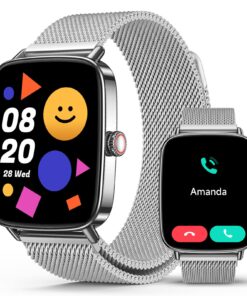 2025 Smart Watches for Women Men, 1.85" AI Voice Smartwatch, 24/7 Heart Rate Monitor, Stress/SpO2/Sleep Tracker, IP68 Waterproof, Weather, 100+ Sports Fitness Tracker for Android iOS Silver Metal