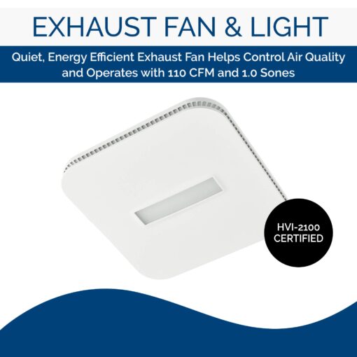 Broan-NuTone AE110LK Ventilation Fan with LED CleanCover and Roomside Installation, ENERGY STAR Certified, 110 CFM, 1.0 Sones, White - Image 6