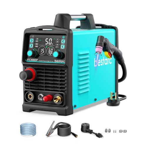 bestarc Plasma Cutter, Pilot Arc [Air Sensor Technology] 110/220V BTC500DP 10th Generation, 50Amps Screen Display Digital Plasma Cutting Machine (BTC500DP 10GEN 110/220V)
