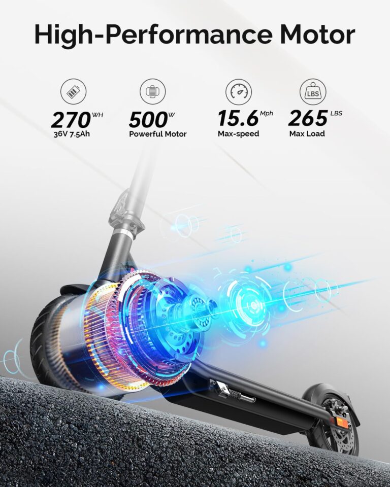 Atomi Electric Scooter E20, 500W Motor Electric Scooter with 19 Miles Long Range, 15.6 Mph Speed, Portable Folding Commuting Scooter for Adults with Double Braking System and Smart App - Image 8