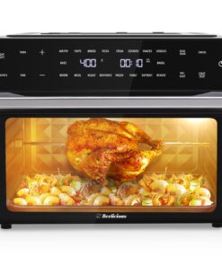 32QT Extra Large Air Fryer, 19-In-1 Air Fryer Toaster Oven Combo with Rotisserie and Dehydrator, Digital Convection Oven Countertop Airfryer Fit 13" Pizza, 6 Accessories, 1800w (Black)