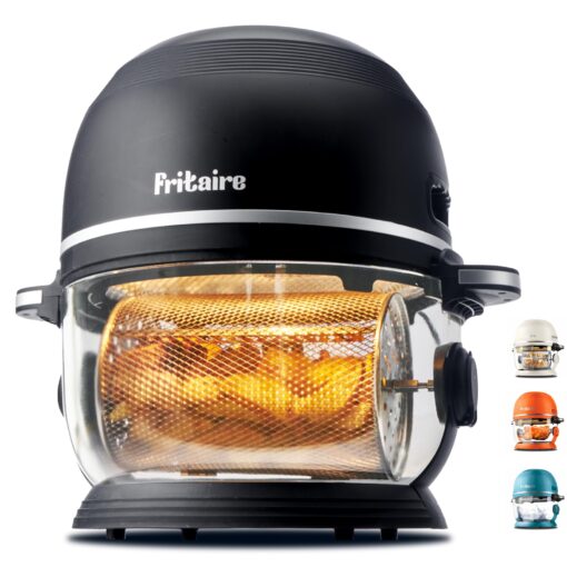 Non-Toxic Air Fryer - Glass AirFryer 5 Quart w/ 360 Visibility, Self-Cleaning, 400F Vortex Air Fryer for Even Cooking, BPA-Free Teflon Free, 6-in-1 Functions, Rotisserie, Roast, Bake, Black