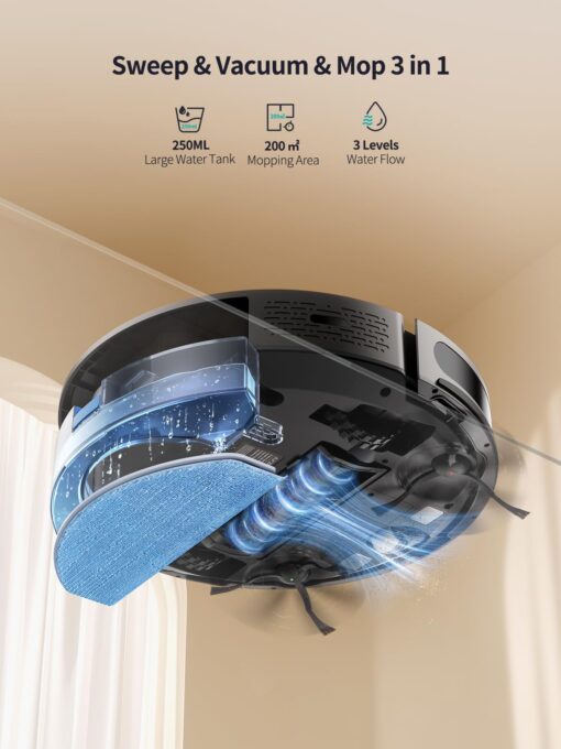 Airzeen Robot Vacuum Cleaner with 4500Pa Strong Suction, 3 in 1 Robot Vacuum and Mop, Carpet Auto-Boost, Self-Charging, 2.9”Slim Design, Remote/App/Alexa Control, Ideal for Pet Hair/Carpet/Hard Floor - Image 8