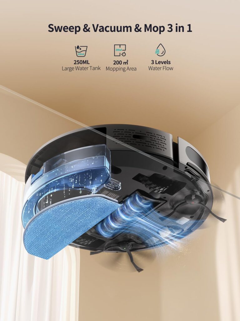Airzeen Robot Vacuum Cleaner with 4500Pa Strong Suction, 3 in 1 Robot Vacuum and Mop, Carpet Auto-Boost, Self-Charging, 2.9”Slim Design, Remote/App/Alexa Control, Ideal for Pet Hair/Carpet/Hard Floor - Image 8