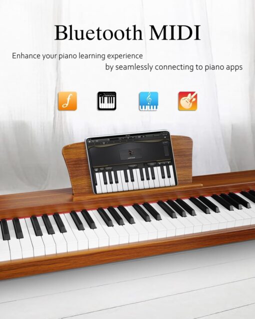 Longeye Piano Keyboard 88 Keys Wooden Electric Piano Semi Weighted Digital Piano for Beginner & Professional with Piano Stand, Music Rest, Headphones MOLD2 Walnut - Image 2