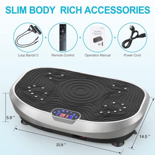 AXV Vibration Plate Exercise Machine Whole Body Workout Music Vibrate Fitness Platform Lymphatic Drainage Machine for Weight Loss Shaping Toning Wellness Home Gyms Workout - Image 3