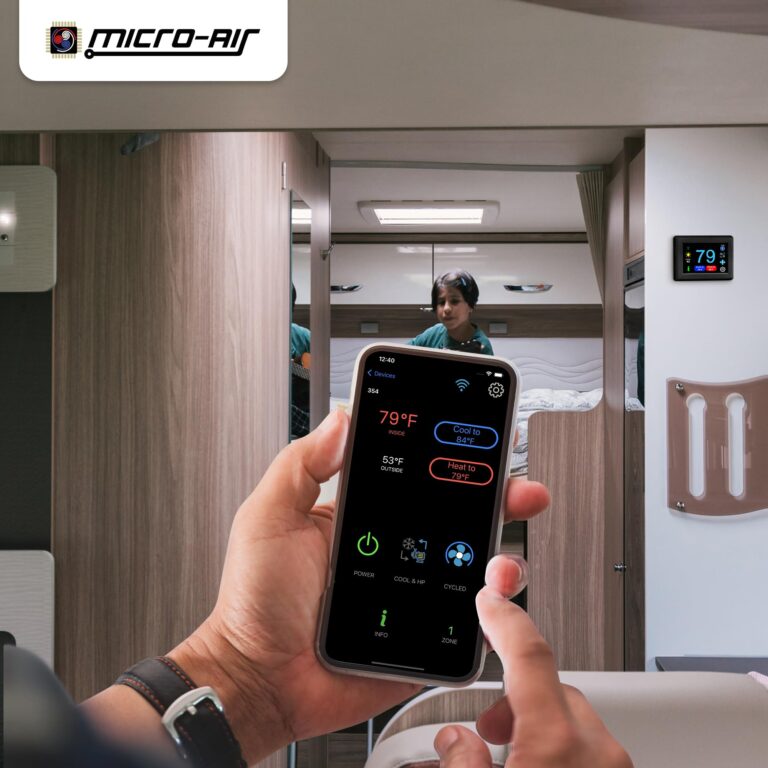 MICRO-AIR EasyTouch Digital WiFi or Bluetooth Thermostat, Programmable & Reliable Replacement RV Dometic Thermostat & Outdoor RV Camping, Heat & AC, Air Conditioner (351 Black) - Image 2