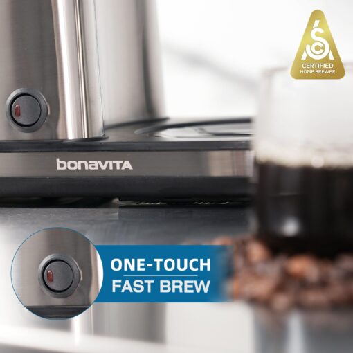 Bonavita 8 Cup Drip Coffee Maker Machine, One-Touch Pour Over, Auto Pause Brewing with Stainless Steel Double Wall Thermal Carafe, SCA Certified, Dishwasher Safe, BV1901TS - Image 4