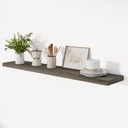 Rustic Farmhouse Floating Shelves - Wooden Shelves for Wall Mounted,Bathroom Storage Over Toilet, Hanging Book Shelf for Wall Home Decor Living Room - 48W x 9.25D - 60lbs Capacity,Solid Elm Wood