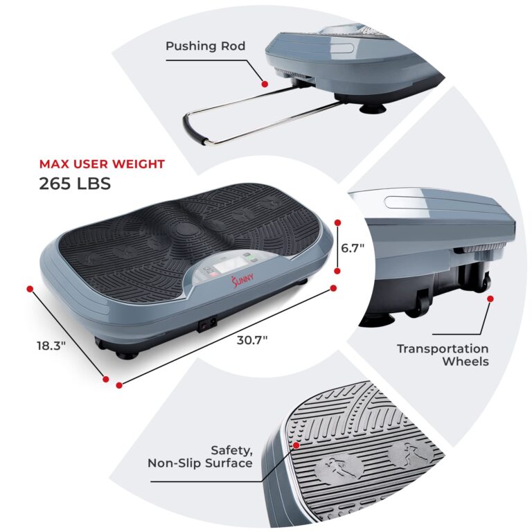 Sunny Health & Fitness 3D Vibration Plate Exercise Platform with Dual Resistance Bands - Total Body Shaker Machine with 16 Speed Settings and 3 Vibration Modes – SF-VP822057 - Image 4