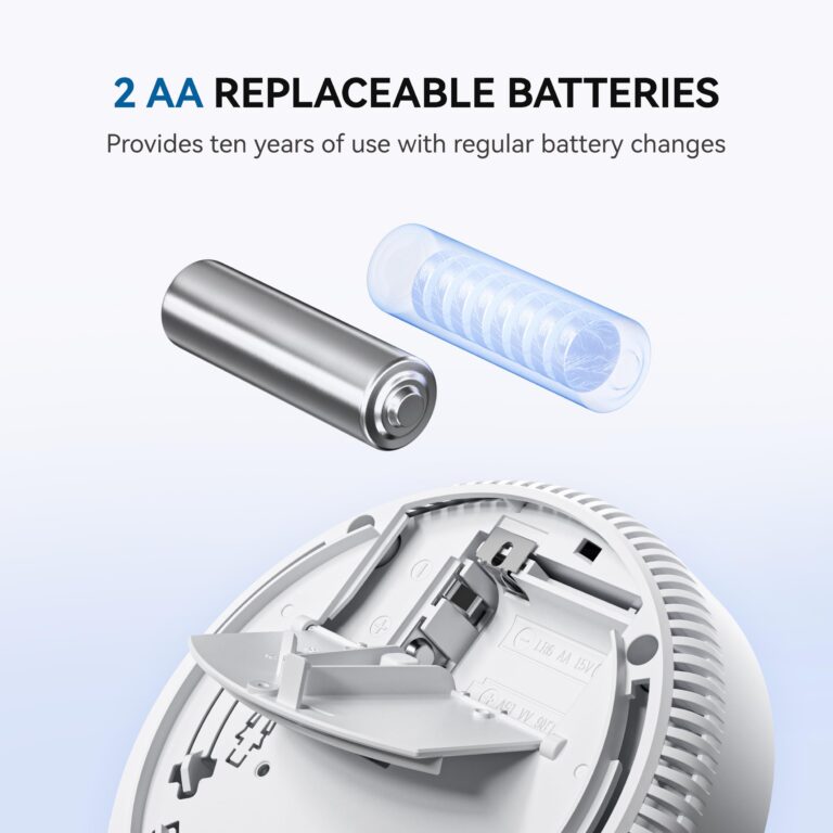 SITERWELL Hardwired Interconnected Smoke and Carbon Monoxide Detector, 10 Year Product Life Alarm Smoke Carbon Monoxide Detector with 2 AA Batteries Back Up, Smoke and CO Detector Voice Alert,5 Pack - Image 6