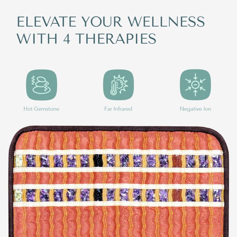 HealthyLine Small Far Infrared Electric Heating Pad for Pain Relief, Heat Therapy with Tourmaline, Amethyst & Obsidian Gemstones, Calming Negative Ions, Auto Shut Off Inframat Pro 18"x18" - Image 6